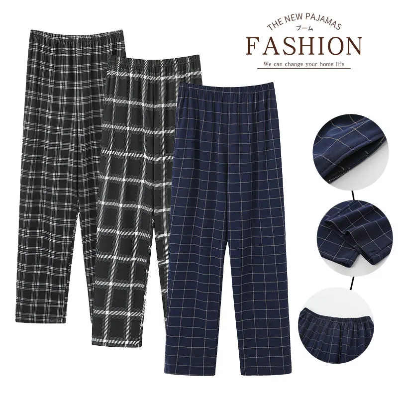 New Style Hot Sale Cotton Plaid Pajama Pants For Adluts Home Furnishing Cotton Trousers Cotton Pajama Men Sleep Bottom Home Wear