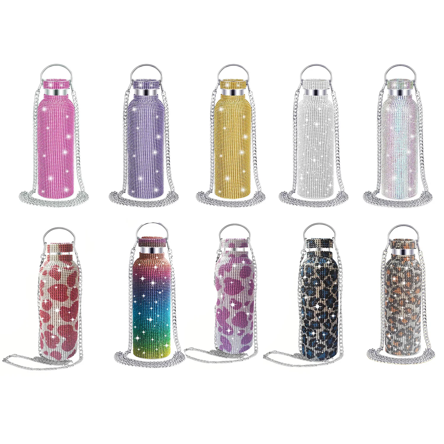 350ml/500ml/750ml bicchiere isolato tazza in acciaio inox bottiglia sottovuoto catena bottiglie sportive regali per feste per ragazze