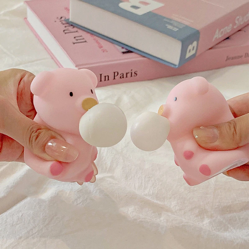 Lindo cerdo de burbujas de soplado, juguete antiestrés para apretar, Bola de ventilación de Animal, pellizco, juguete sensorial de descompresión para adultos y niños, recuerdo de fiesta