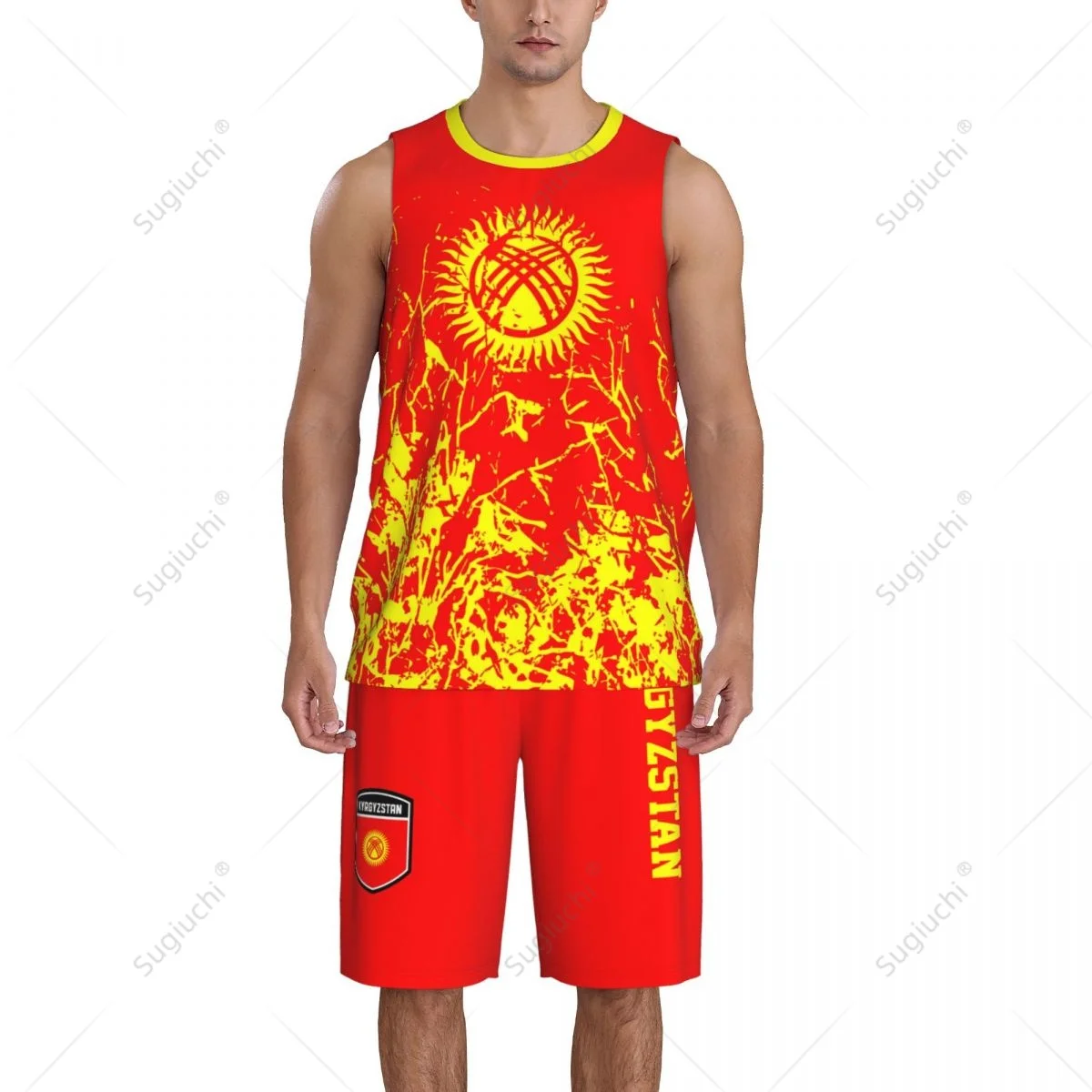 Basquete Jersey Set para homens, camisa sem mangas e calças, nome personalizado, Nunber exclusivo, grão de bandeira