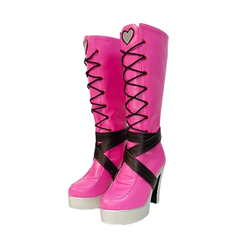 Anime Monster High Draculaura Cosplay Shoes Boots Pink Long Boot Laura Role Play Uniform Halloween Carnival Party Outfit Props