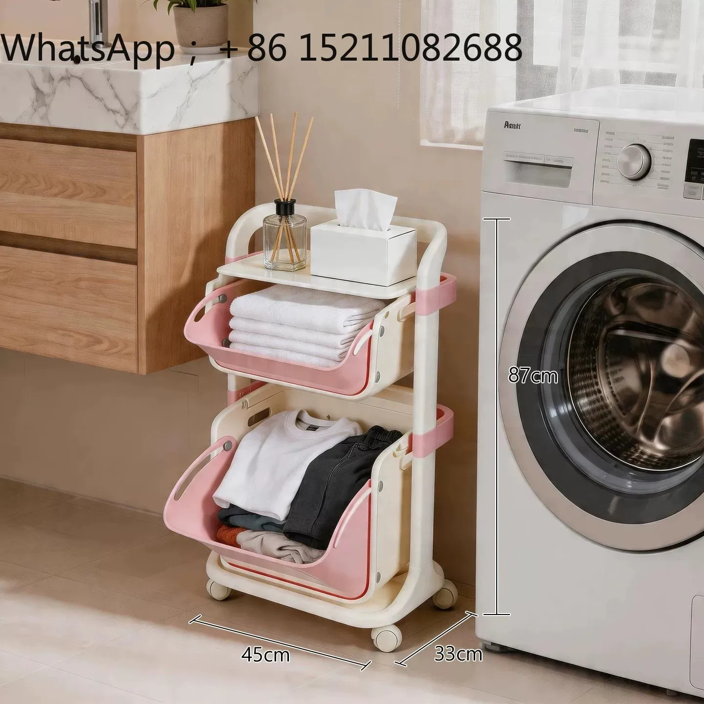 LLY contrasting color dirty clothes basket dirty clothes storage basket household partition cart laundry basket high value