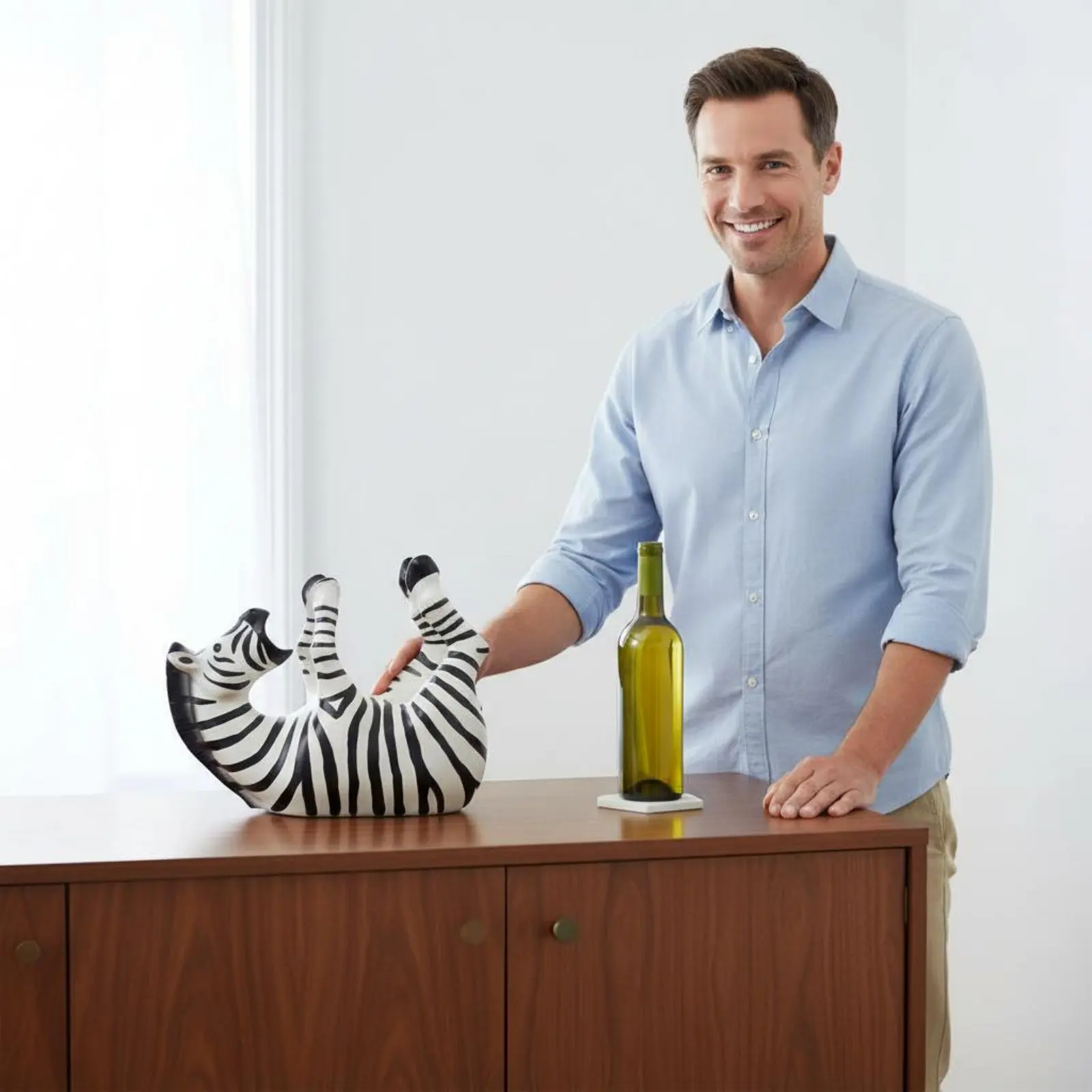 Equine Striped Wine Rack Handmade Equine Striped Bottle Holder Creature Shaped Wine Stand Stable Base Home Decor Easy to Clean