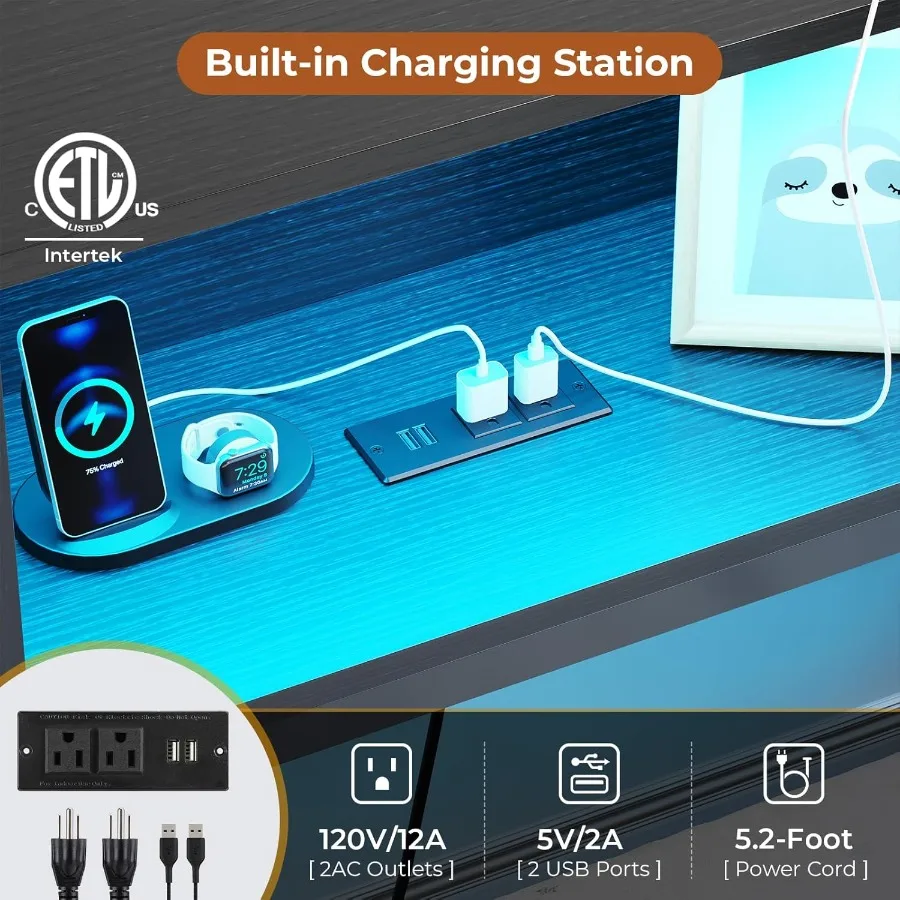 إطار سرير زاوية كاملة مع تخزين خزانة كتب مدمجة وتصميم سرير بمنصة معدنية بإضاءة LED للحجم الكامل مع إضافي