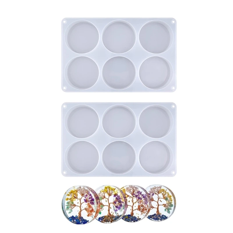 

2Pcs Silicone Baking Molds for 6Grids Round Coasters Heat Resistant Kitchen Tool Dropship