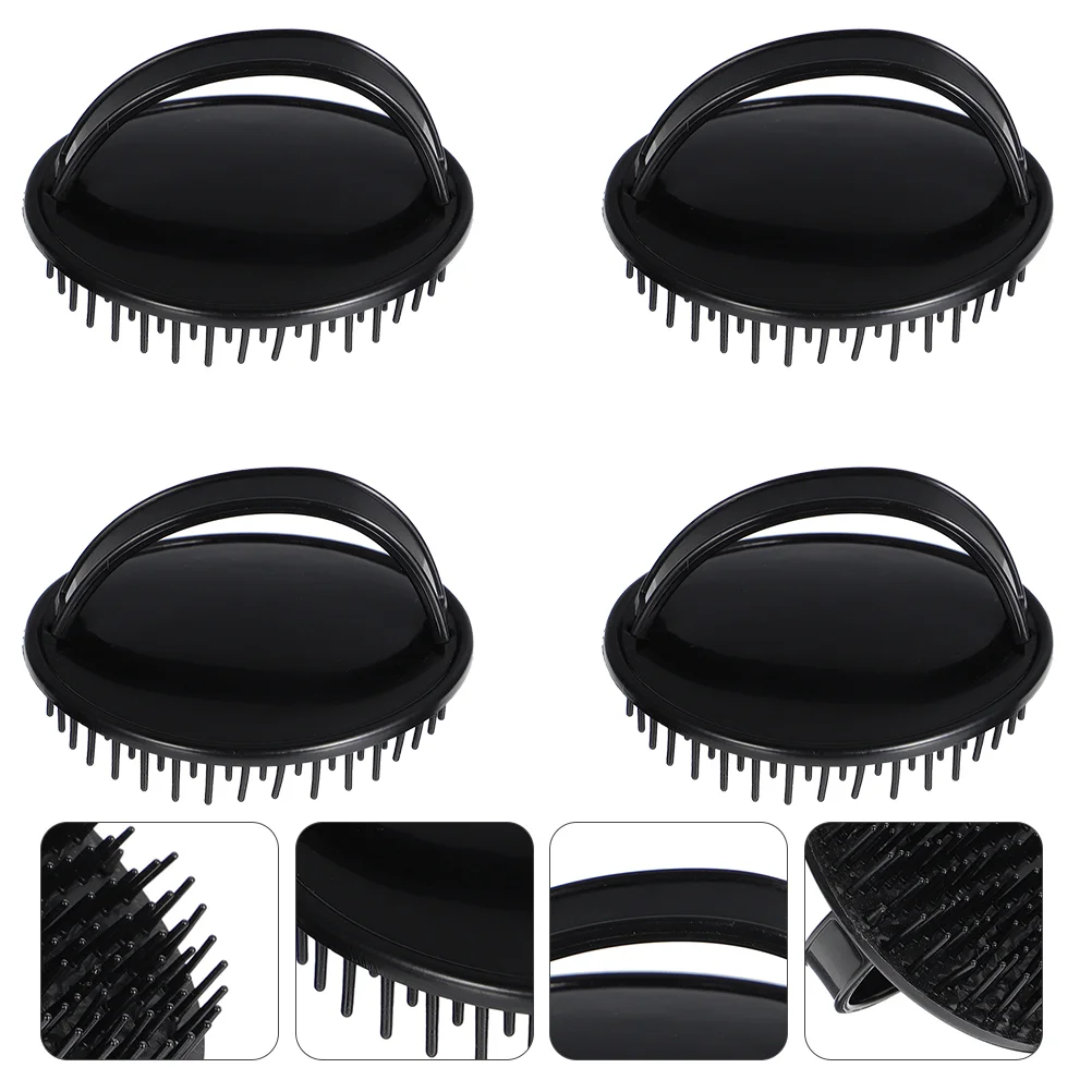 

4 Pcs Massager Shampoo Brush Hairstyling Tools Scrubber Scalp Hairdressing Combs Black Plastic Bath