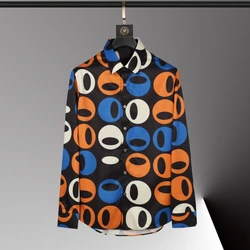 Men's shirt 3D printed geometric pattern men's shirt long-sleeved lapel casual top outdoor shopping shirt large size xs-6xl