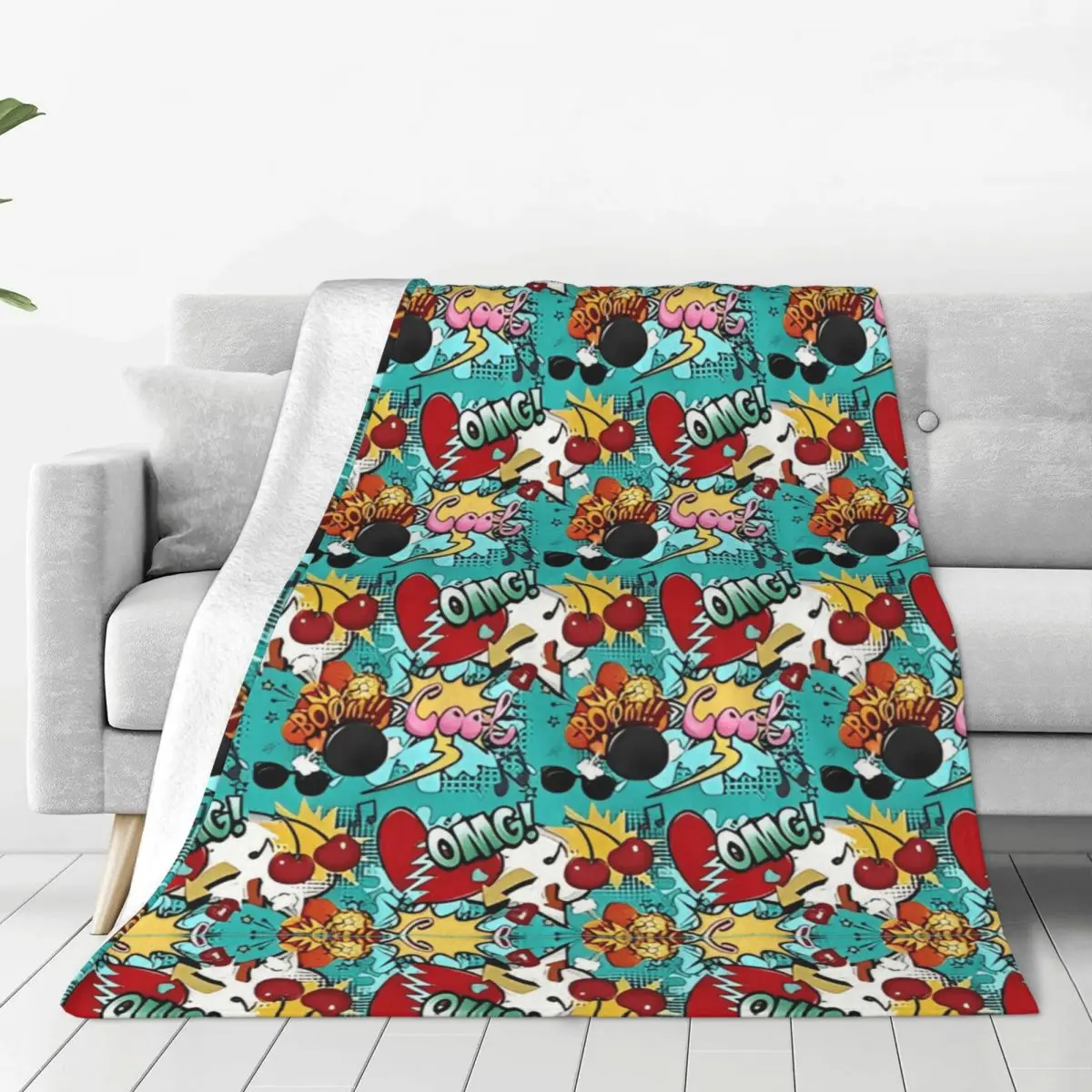 Comic Book Explosion Vintage Graffiti Art Pattern Blanket Quality Throw Blanket Winter Camping Living Room Funny Bedspread