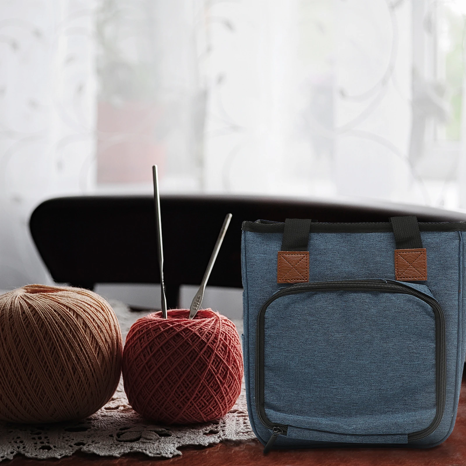 

Portable Yarn Storage Bag Knitting Tool ganizer Crochet Bag for Wool H held Tote Lightweight Durable Oxford Fabric