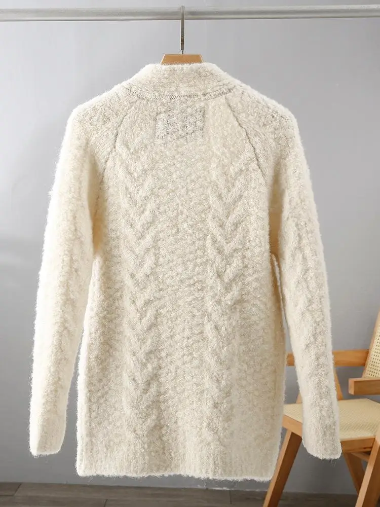 Concise Long Sleeves Men Knitted Cardigan Solid Color Single Breasted V-Neck Knitwear Versatile Loose Warm Pockets Sweater