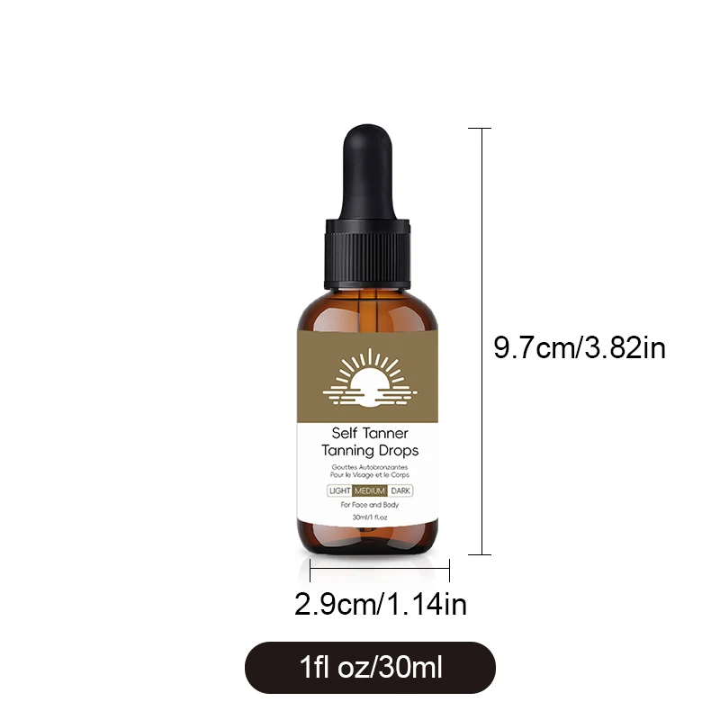 Sunless Tanning Drops – Build a Natural-Looking Bronze Glow, Hydrating Formula with Hyaluronic Acid, Mix with Moisturizer or Ser