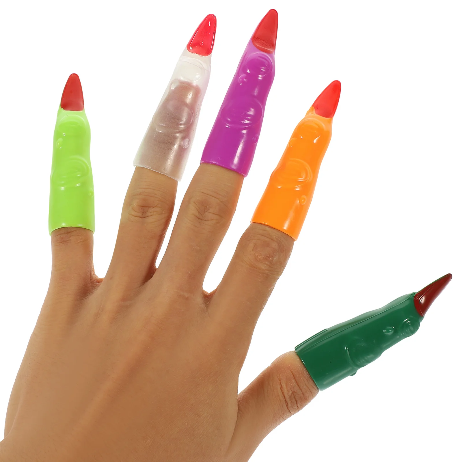 40 Uds. Dedos falsos puntas de Halloween uñas postizas accesorios de disfraz garras de utilería Cosplay