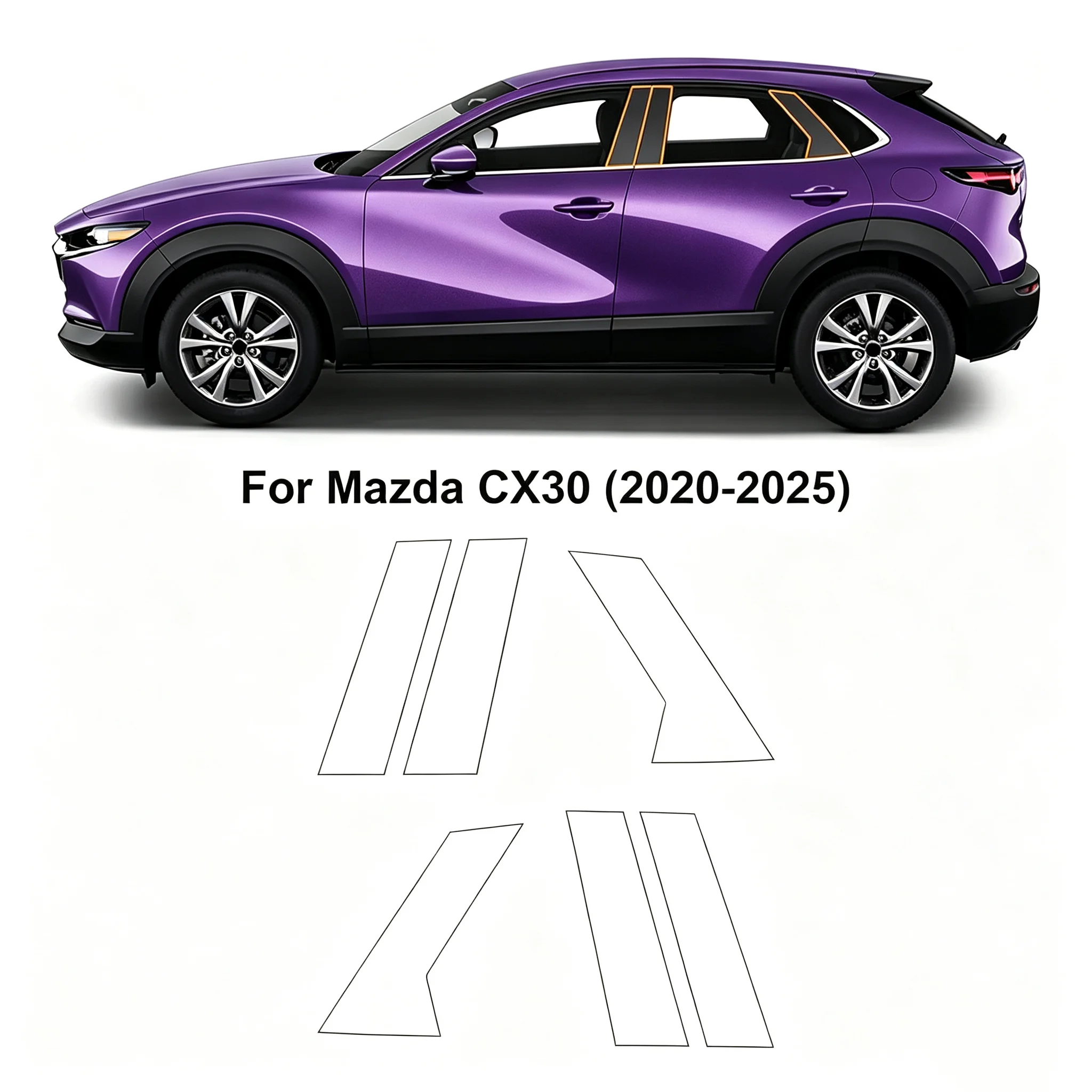 For Mazda CX30 CX-30 2020-2025 Car Transparent TPU Protection Film Headlight Rearview Film B C Pillars PPF Anti-scratch Film
