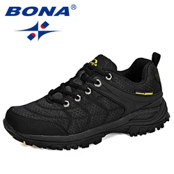 BONA-Tênis Mesh Outdoor para Homens, Sapatos de Caminhada, Couro Nubuck, Sapatos de Escalada, Sapatos Esportivos, na Moda, Populares, Novos Designers