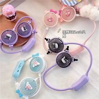 Sanrio Cartoon Neck Small Fan diy Good Look Outdoors Portable Carry On Usb Melody Kuromi Kawaii Student Hostel Mute Electric Fan