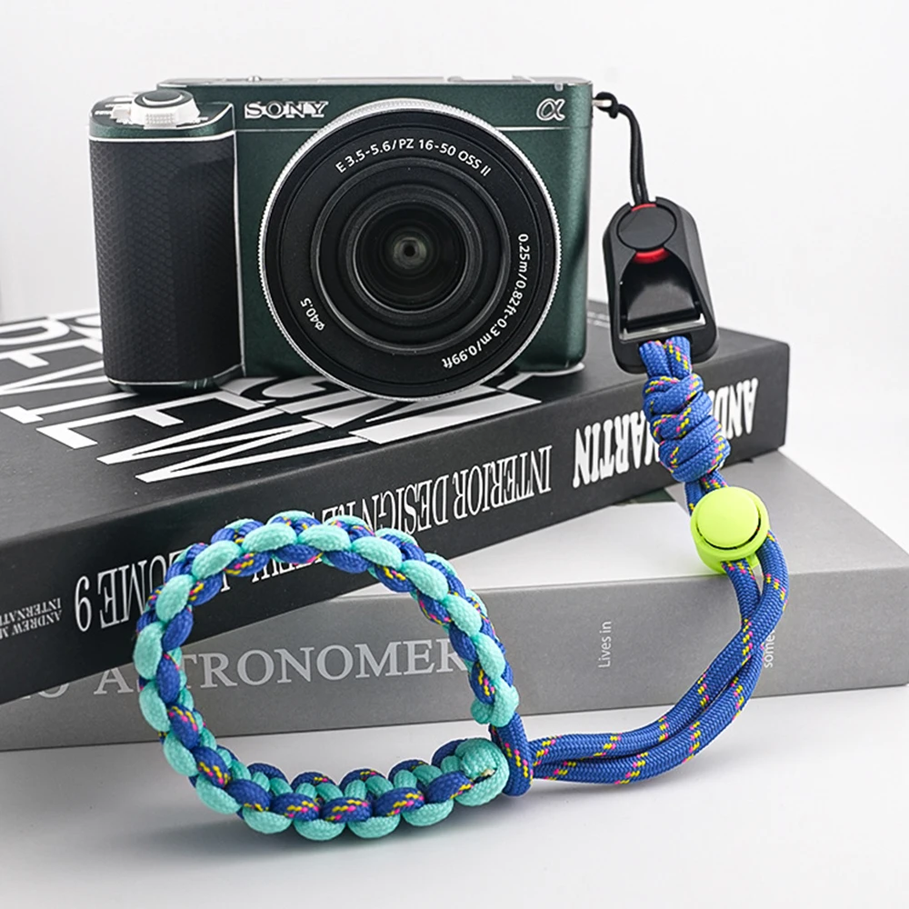 Flashlight outdoor anti loss DSLR camera quick release wrist strap portable widened woven umbrella rope PE buckle wrist strap