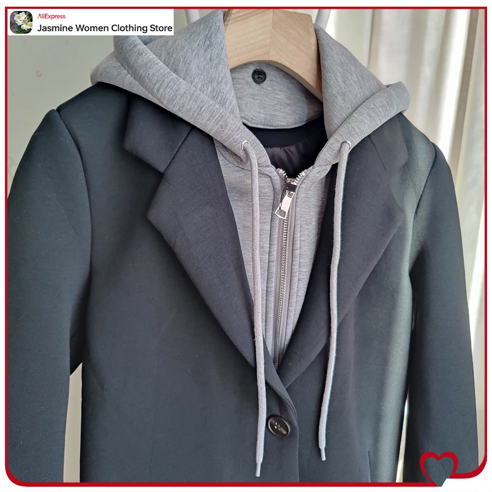 Women\'s Winter Vintage Long Trench Coats Removable Hood Slouchy Notched Lapel Collar Windbreaker Cardigan Mujer Long Outerwears