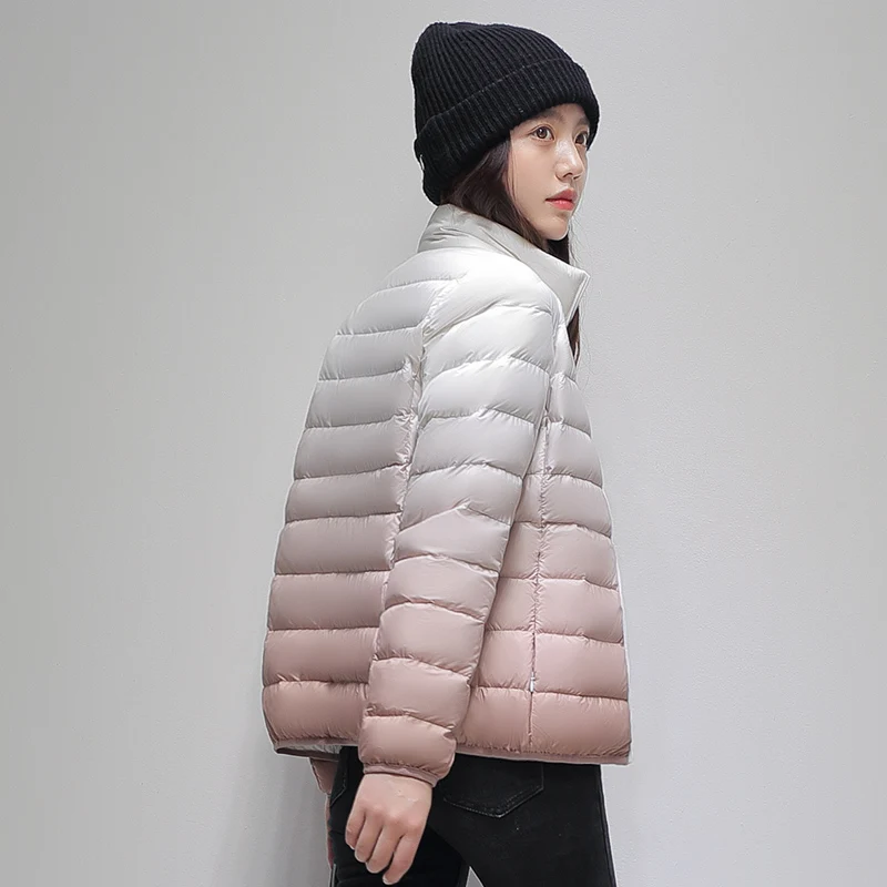 KRCVES Short Lightweight Down Jacket 2023 Women\'S New Stand Collar Sweetheart Wear Slim Gradually Fashionable 90 White Duck Coat