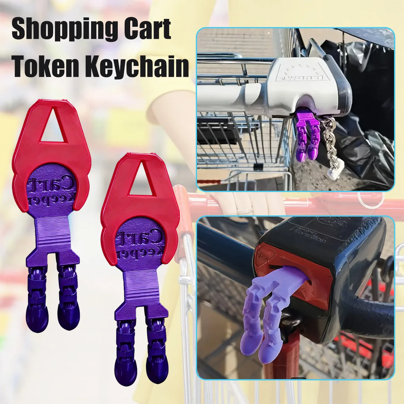 3D printing shopping cart tool, supermarket shopping cart keychain anti-lost cute tool