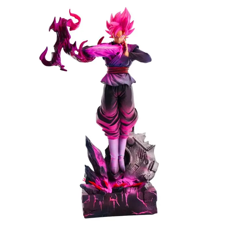 38cm Jt Goku Black Rose Action Figure Dragon Ball Anime Collectible Model Super Saiyan Pink Desktop Decoration Adult Collection view 3