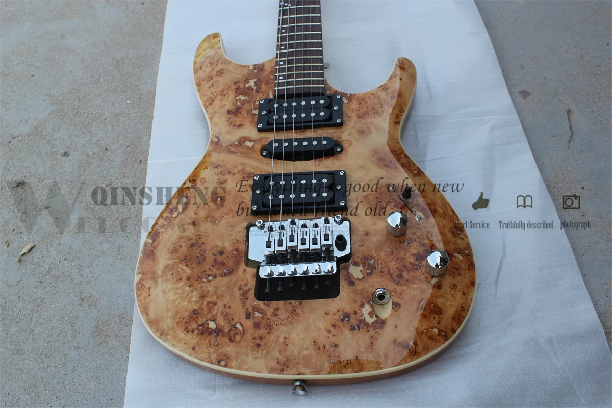 Thin Electric Guitar, S Guitar, Mahogany Body, Bubble Veneer, White Binding, Tremolo Bridge,22 frets