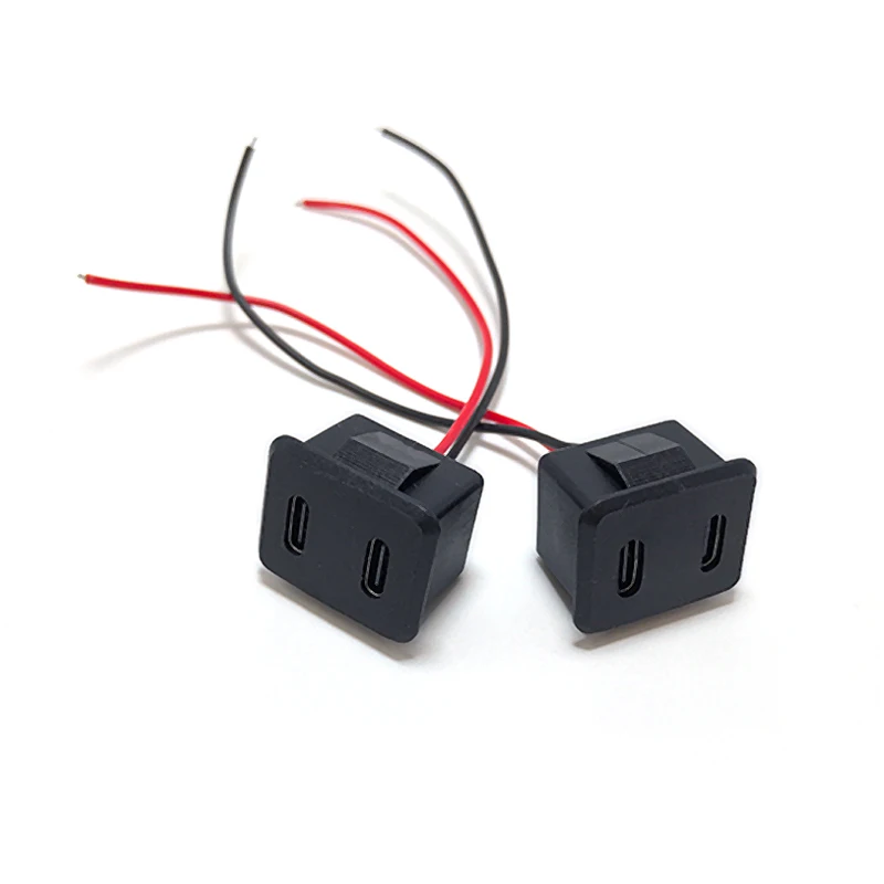 

Double layer USB female base type-c socket a female USB lamp charging socket power socket with cable connector