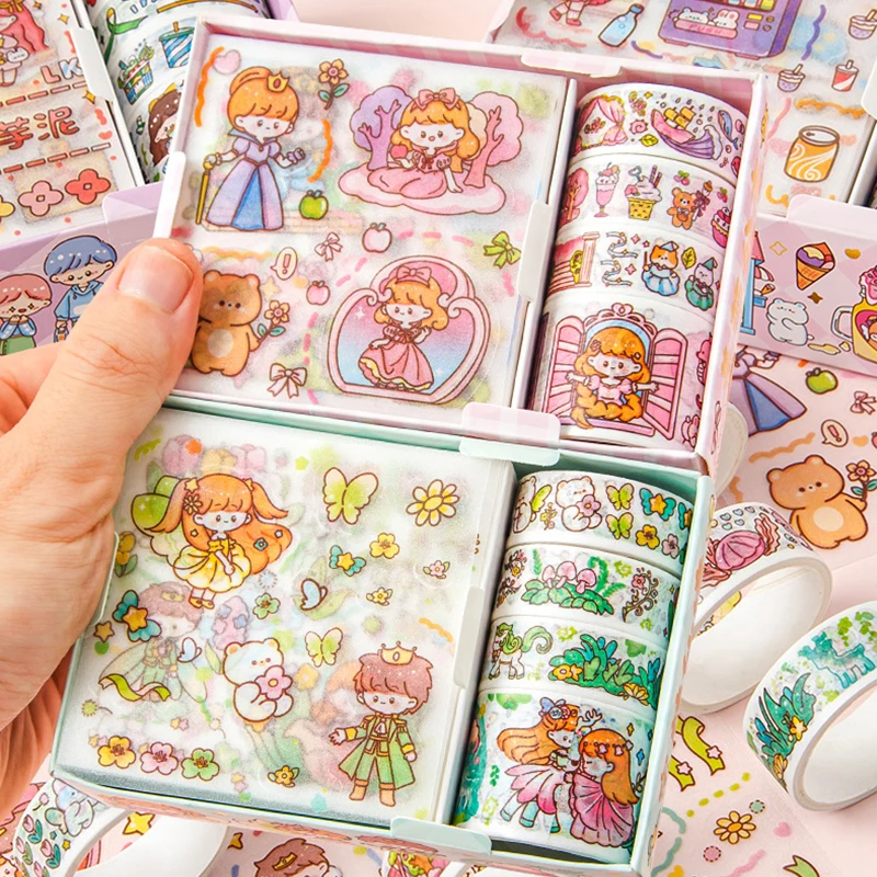 Kawaii Cartoon Poster Stickers Cute Sticker Diy Diary Planner Decoration Sticker Scrapbooking Stationery Kids Toys 8Pcs Set