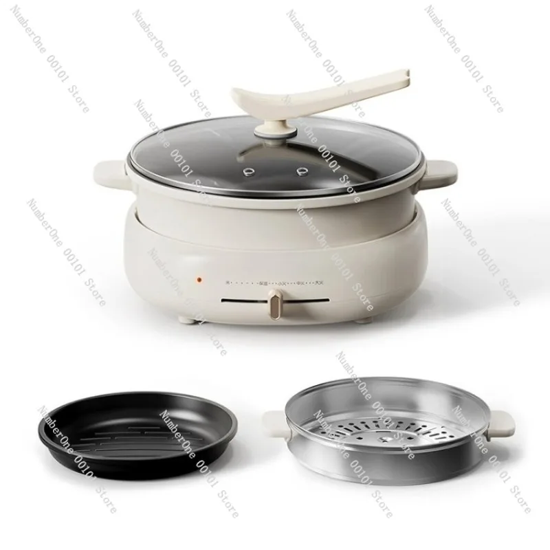 Multi-functional Electric Cooker,4L Large Capacity Cooking Pot for Baking,Steaming,and Cooking,Split Type with Versatile Cooking