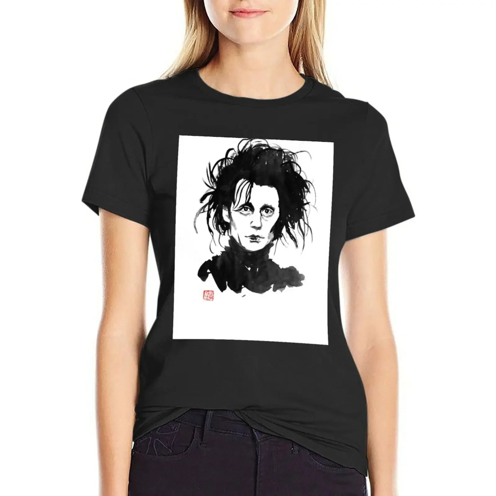 

edward T-Shirt summer clothes graphics sweat korean fashion funny t shirts for Women