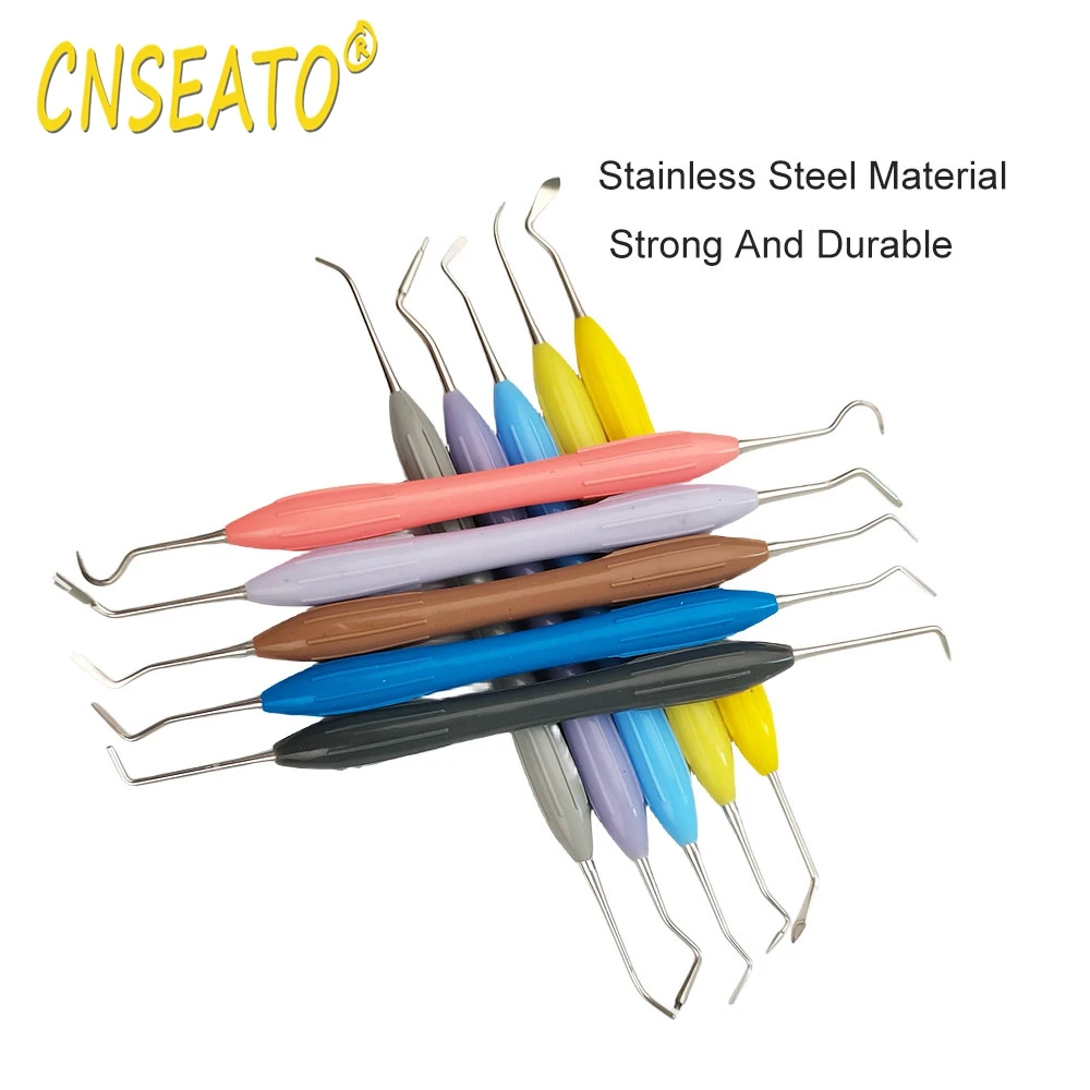 10Pcs Dental Resin Filling Spatula Double Ended Aesthetic Restoration Composite Resin Filler Set Silicone Handle Dentist Tools