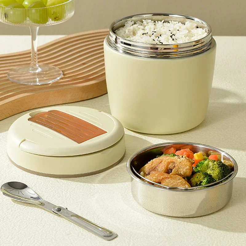Portable Mini Stainless Steel Insulated Lunch Box 1.2L/1.5L Vacuum Sealed Food Container with 12-Hour Long-Lasting Insulation