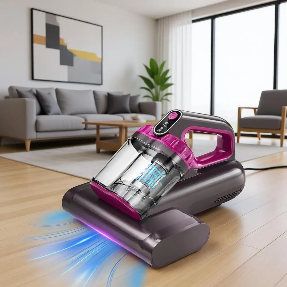 

17Kpa 650W Bed Vacuum Cleaner, 273nm UV-C Light & Ultra145° Heating, 80000 RPM/Min Brushroll Rotation, Wide Suction Port or Pill