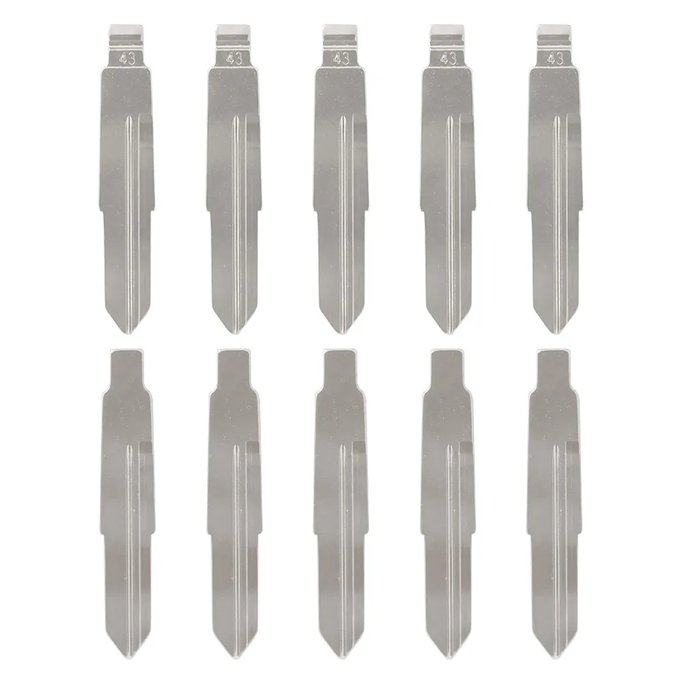 Xnrkey 10Pcs Nr. 43 Metalen Blanco Ongesneden Flip Kd Xhorse Afstandsbediening #43 Sleutelblad Voor Chery A5 E5 Sleutelblad