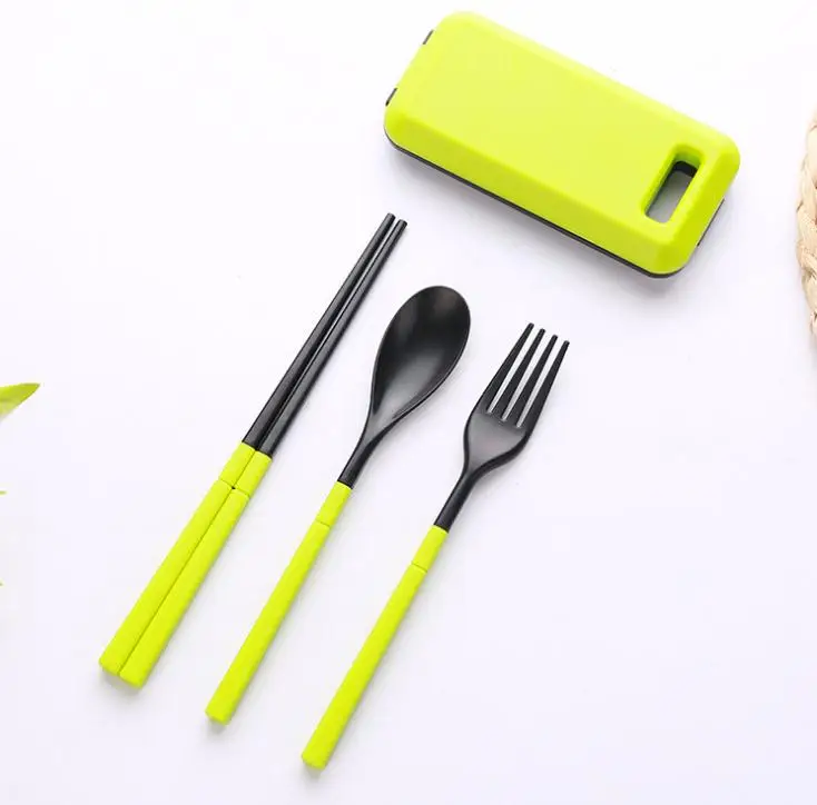 200set Portable Travel Dinnerware Set Korean Stylish Tableware Folding Cutlery Fork Chopsticks Set