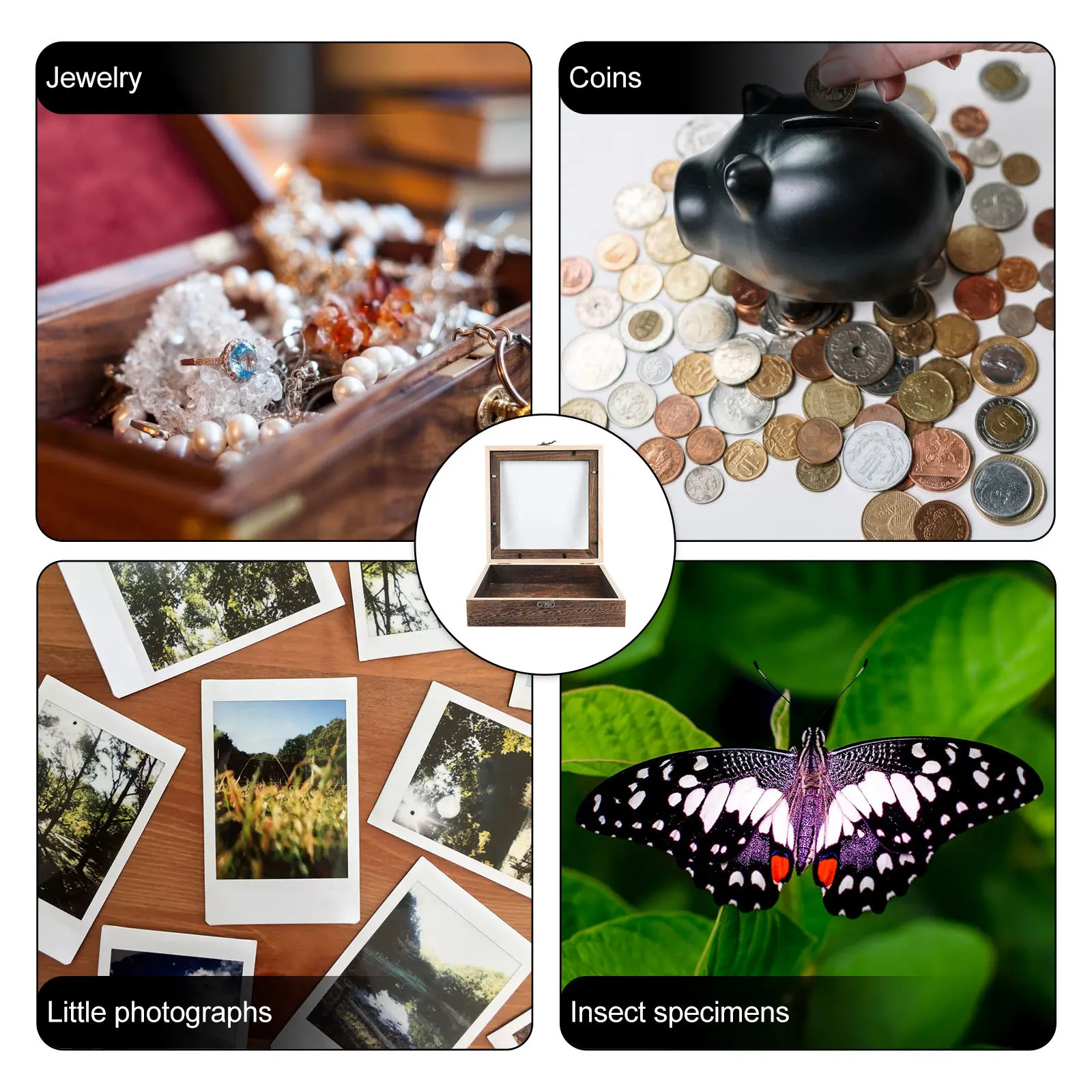 

1Pcs Butterfly Specimen Box High-Quality Solid Wood Transparent Acrylic Cover Waterproof Moisture-Proof Large Capacity Storage