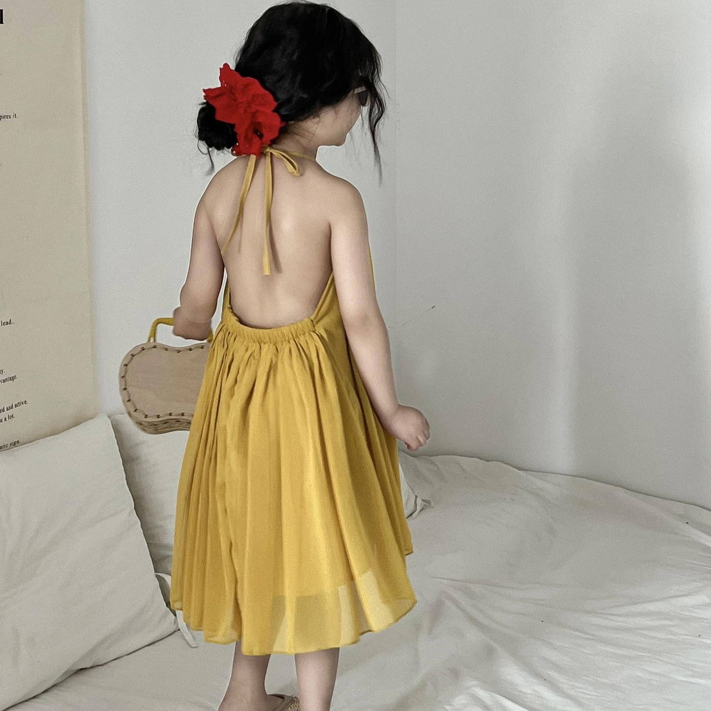 

Girls Casual Dresses Halter Sleeveless Dress Kids Clothes Girls Summer Dress Party Dress for Kids Girl 2 To 7 Years