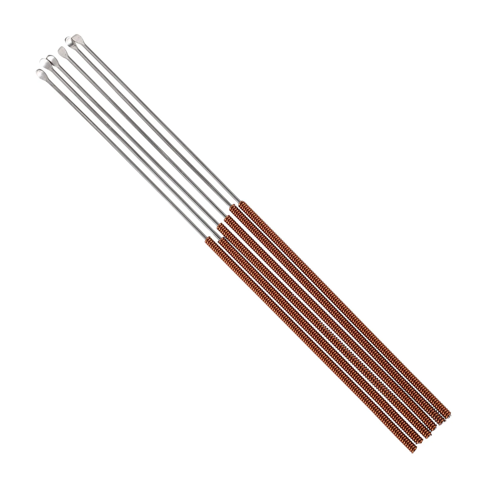 6Pcs Earwax Removal Tool Stainless Steel Ear Scoop Copper Wrapped Handle Ergonomic Ear Cleaner Spoon Portable Wax Cleaning
