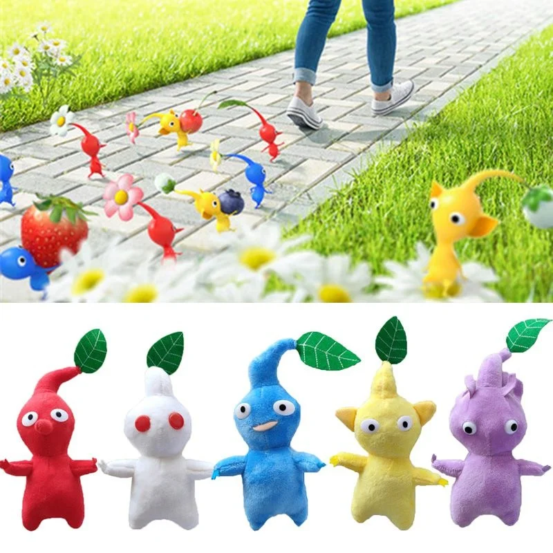 

New 5pcs Set Pikmin Plush Doll Yellow Red Blue Purple White Flower Bud Leaf Lovely Toy For Kids Gift