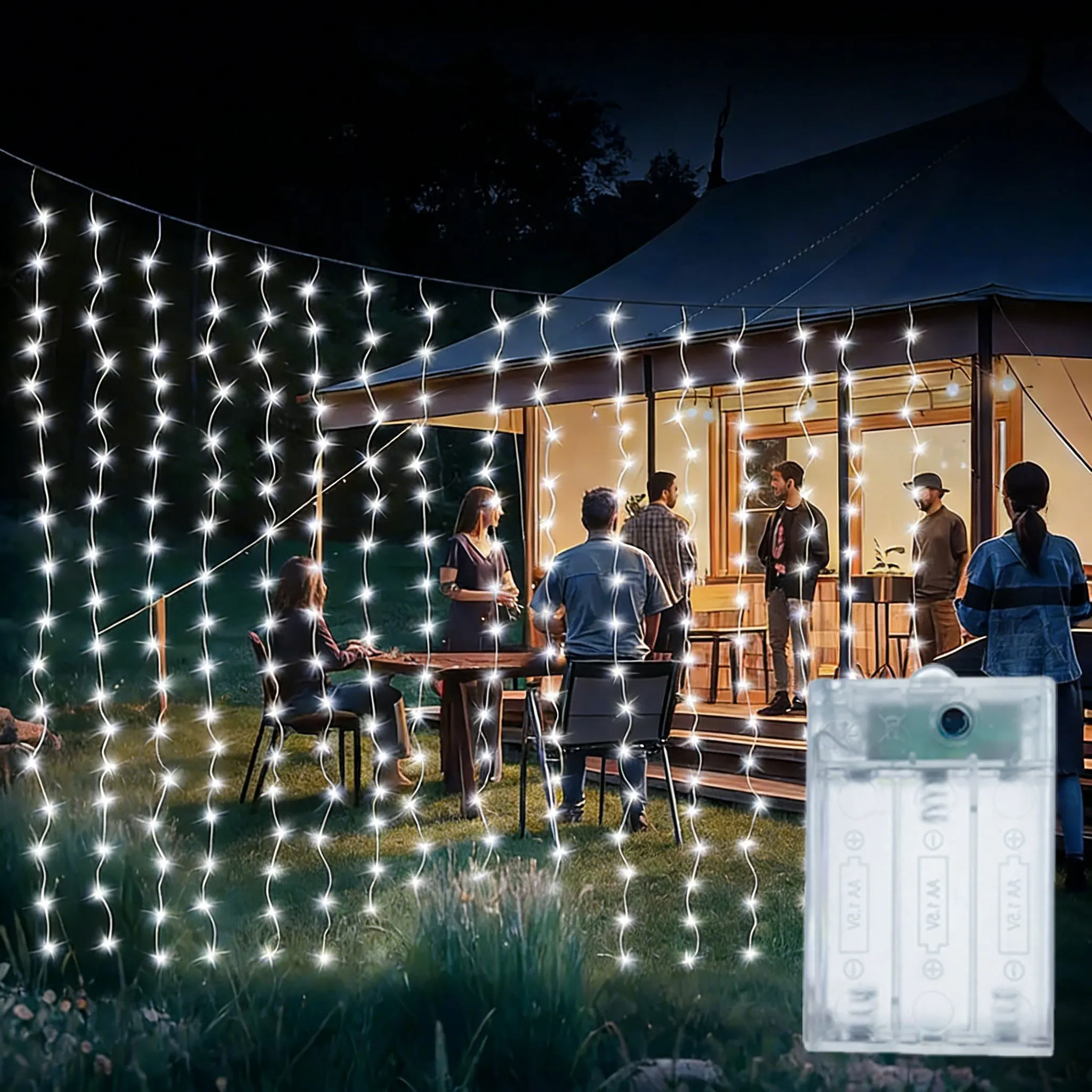 Festoon LED Curtain Light String Muslim Ramadan Home Courtyard Decoration Eid Mubarak Wedding Outdoor Garland Battery Operated
