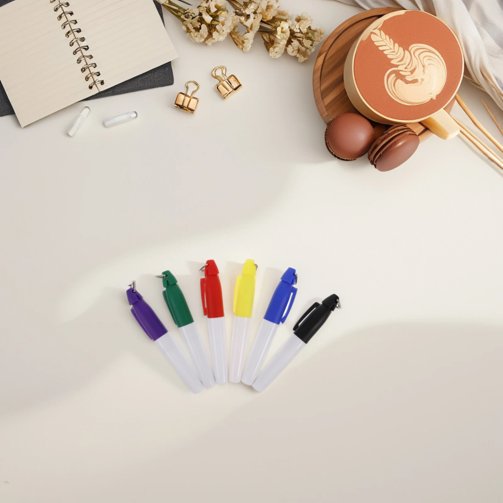 

6pcs Golf Ball Marker Pens Triangular Ring Design Longlasting Ink Portable Mini Hook Golf Accessories Identification Tool
