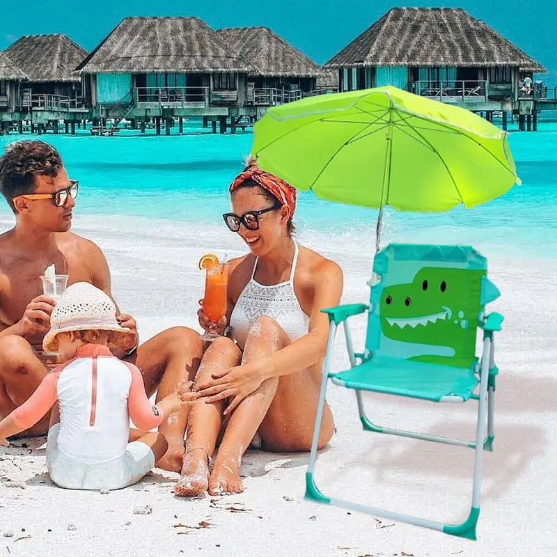 Child Folding Beach Chair With Umbrella Wind Resistant Sand Seat With Parasol For Outdoor Travel Lawn Garden Sun Lounger image 4