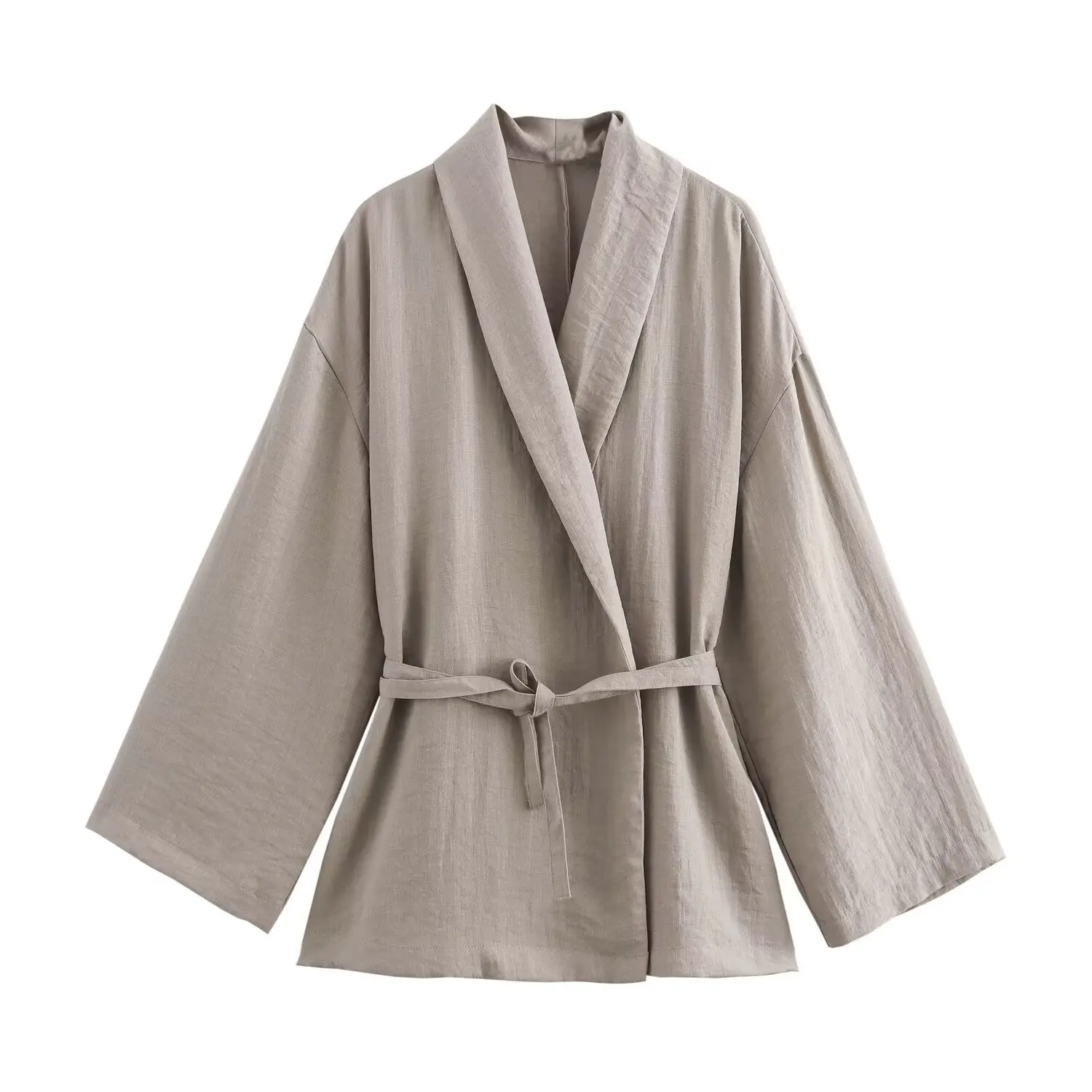 

Women's Clothing With Belt Texture And Kimono Style Outerwear