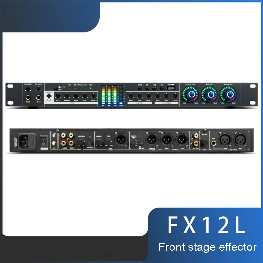 FX12L Professional Level Front End Effect Device Bluetooth USB Home Stage Feedback Suppression Anti Roaring Processor
