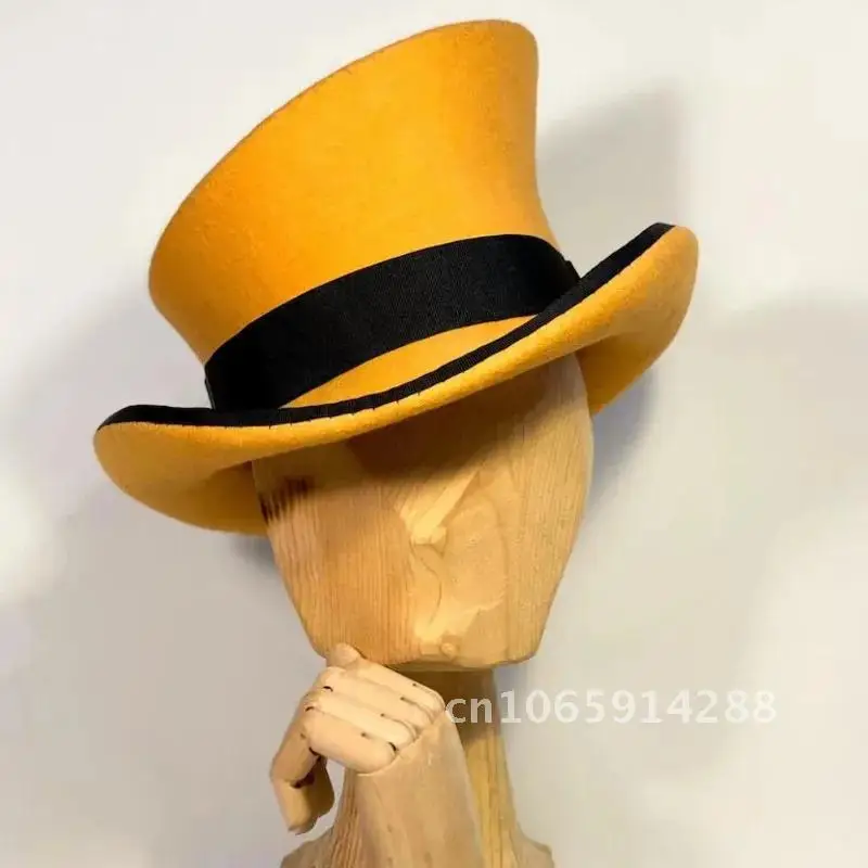 

Cashmere Hat Asymmetric Top Hat Wool Hat Ribbon Men Fashiona Formal Punk Hat Party Hats Cap Hat Steam Lumber Women Costume Men