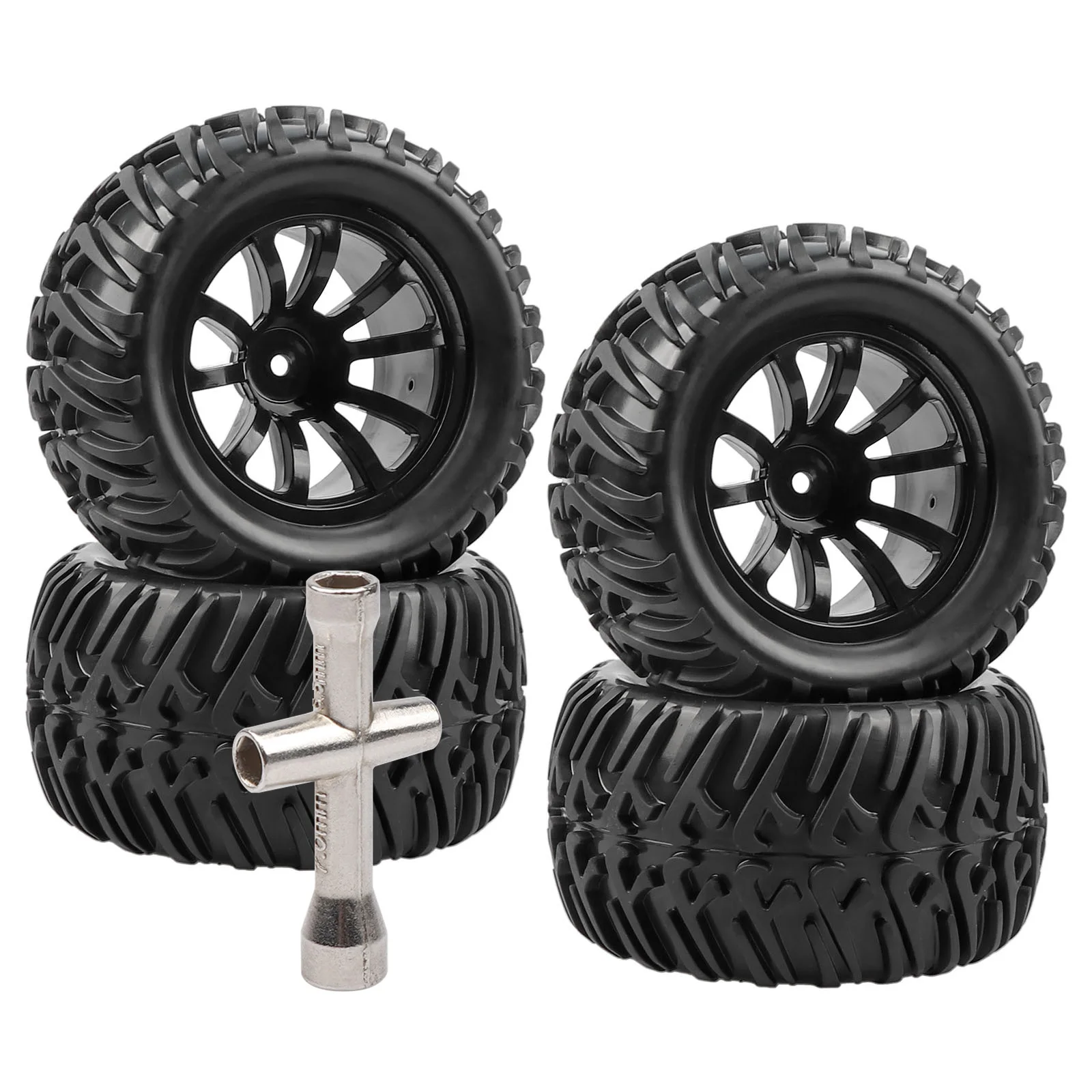 1/10 RC Monster Truck Bigfoot Tires 12mm Hex Pre-Glued 127x67mm 4Pcs Wheel Set for HSP 94111 94188 94108 Redcat Volcano Exceed