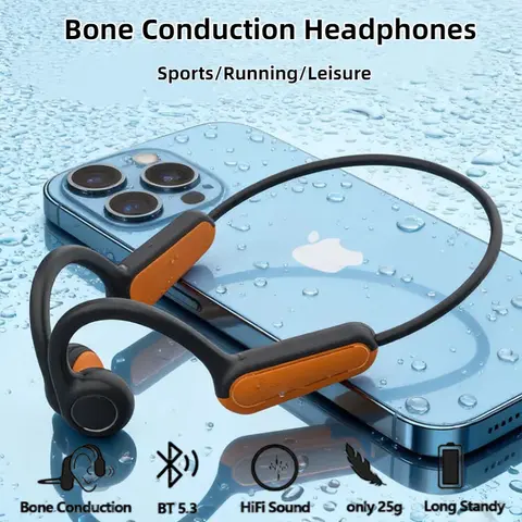 새로운 뼈 전도 스포츠 헤드폰 무선 이어폰 블루투스 호환 헤드셋 핸즈프리 마이크 포함 러닝용 2025 핫