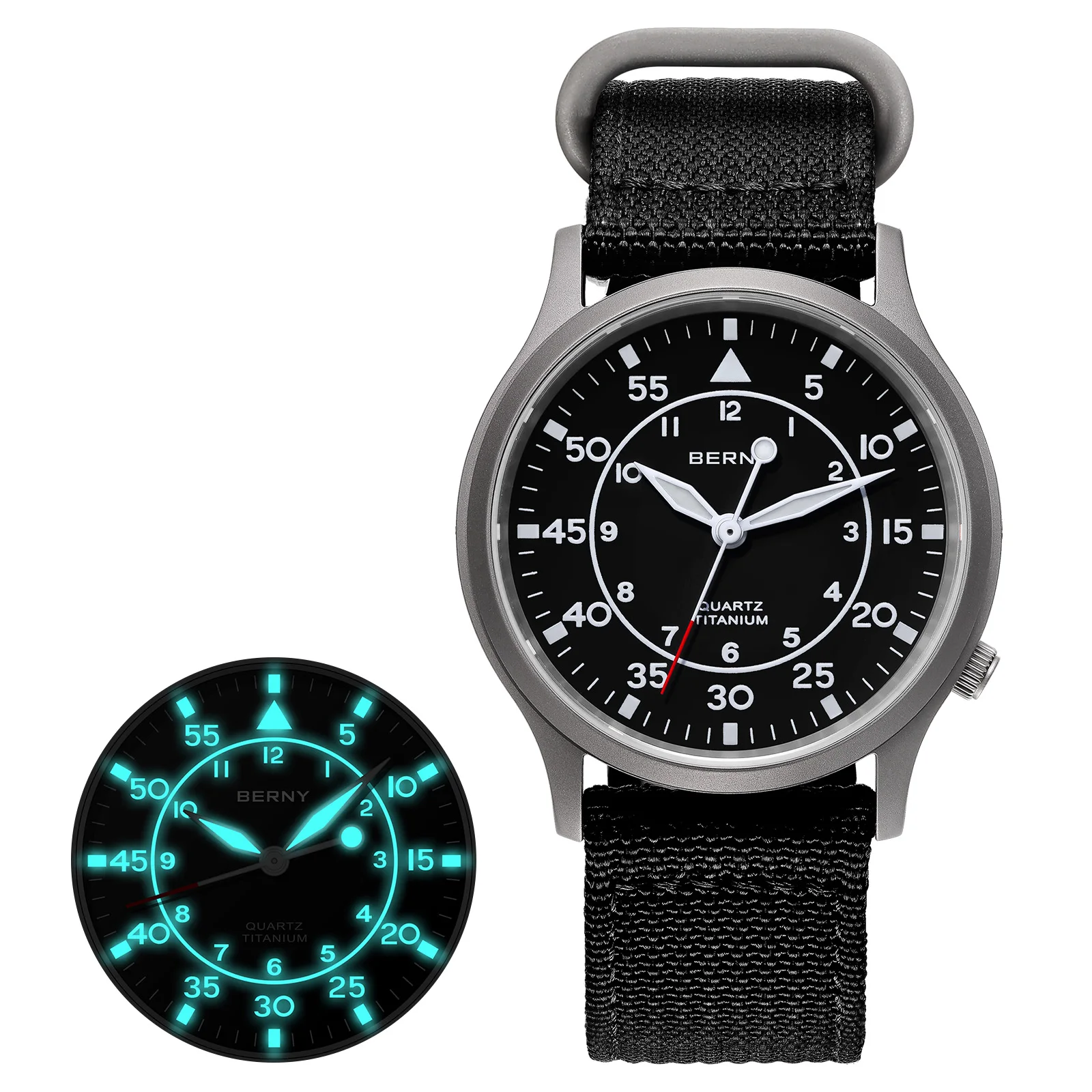 BERNY Top Titanium Men's Quartz Watch AR Coating Sapphire Fashion Wristwatch Luminous Ultra-thin Wristwatch Waterproof 5ATM Watc