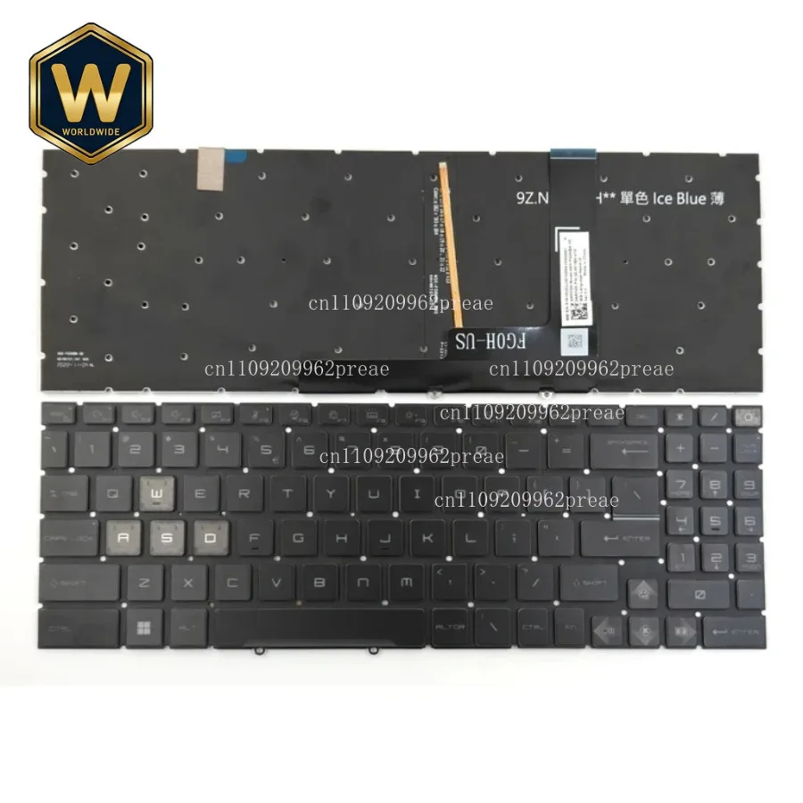 For MSI Cyborg 15 A12VE/A12VF/A13VE (MS-15K1), Bravo 15 B7EDP/C7VE/C7VF, 17 C7UDX/D7VF (MS-158P) Laptop US Blue Backlit Keyboard