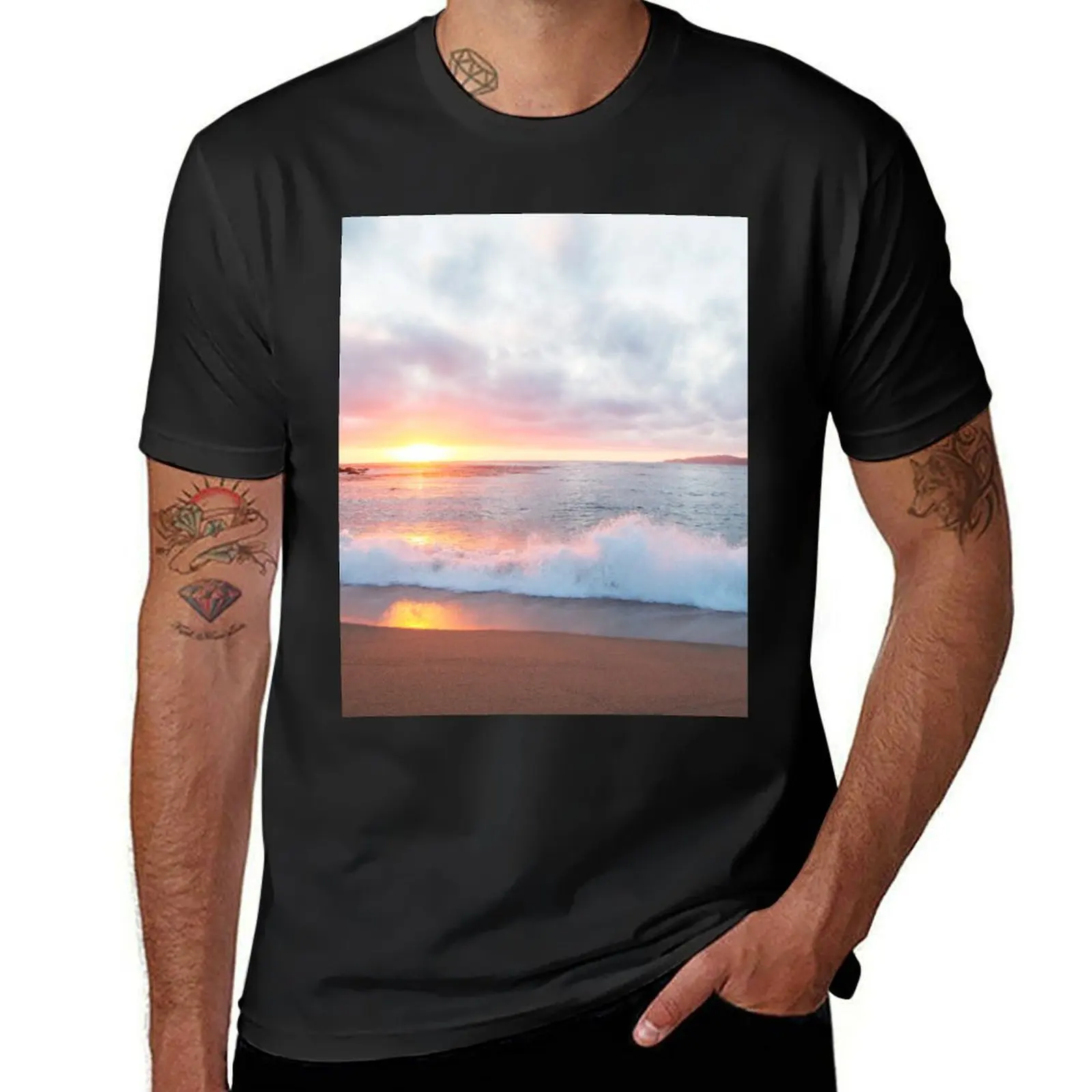 Beautiful Sunset Beach T-Shirt anime clothes anime animal prinfor boys mens cotton t shirts