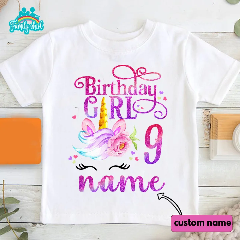 Unicorn T Shirt Family Gift Birthday Shirt Boys Party Custom Name T-Shirt Boys Children Kids Clothes Daddy Mommy Party Outfits